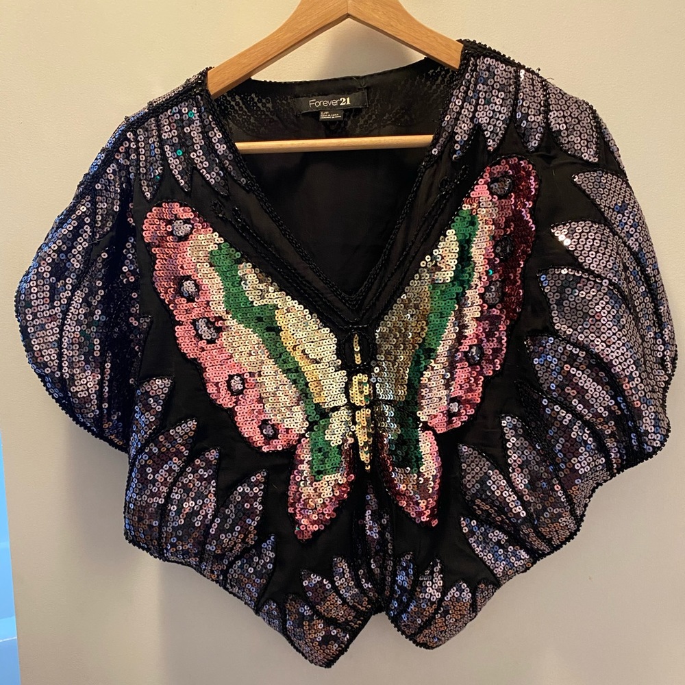 Butterfly sequins top